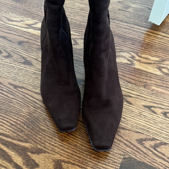 Brown faux, suede side zip boots - Picture 2 of 8